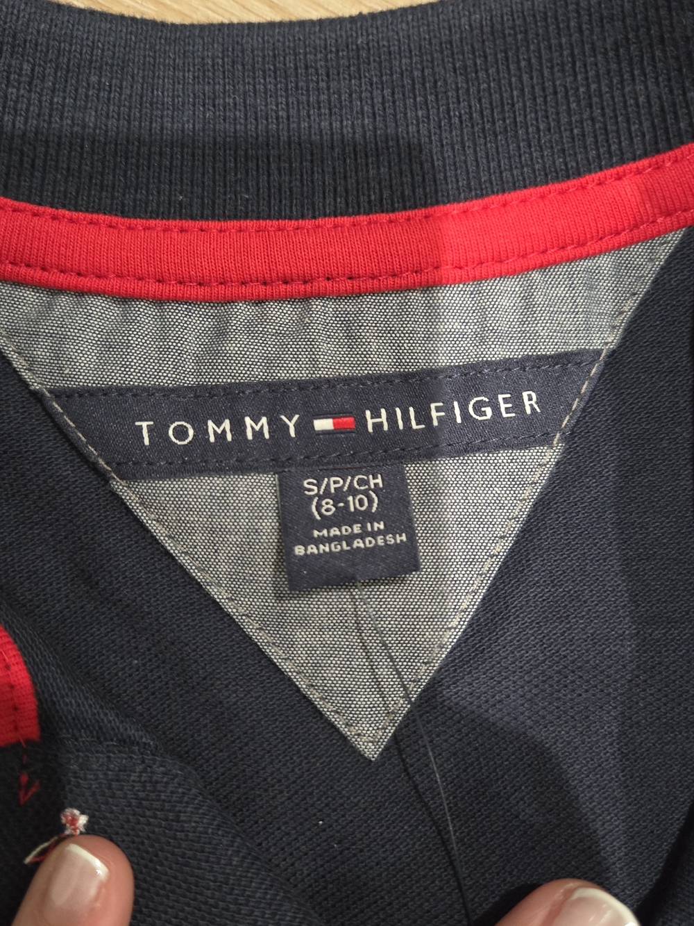 Tommy Hilfiger Navy Polo with White Lettering and Red Logo - Picture 4 of 7